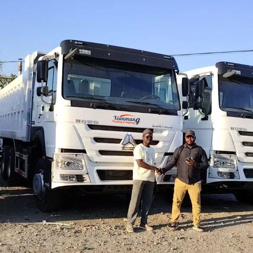 Latest company Cases about Twee vrienden uit Congo bezoeken onze parkeergarage en kiezen ervoor om 2 HOWO 371 witte dump trucks te kopen.