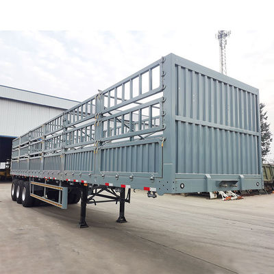 kopen 3-assige 12-banden hoge kant hek vracht-half-aanhangwagen is uitgerust met mechanische ophanging en standaard 28-ton landingsgestel online manufacture