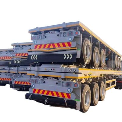 Goede prijs. Hoogwaardige scheepvaartcontainerhalve aanhanger blauw 30-80 ton 2 3 4 assen platbedhalve aanhanger online