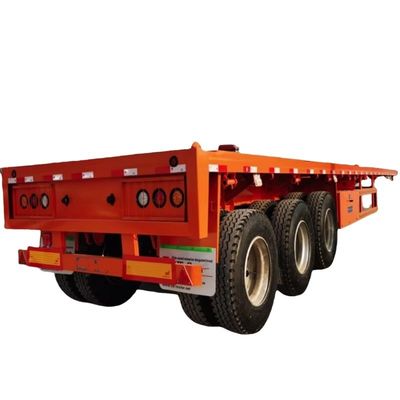 Goede prijs. Commerciële 3 assen uitbreidbare 40ft 60 ton platbed half-trailer, platform half-trailer voor tractor truck en vrachtvervoer online