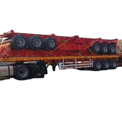 Goede prijs. 3 as 20ft scheepvaartcontainer platbed half vrachtwagen platbed half aanhangwagen met bolster online