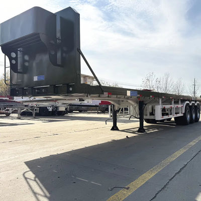 Goede prijs. Nieuwe 40FT drie-assige 12-band platte half-aanhangwagen met anti-vergrendelingssysteem voor container- en vrachttransport online